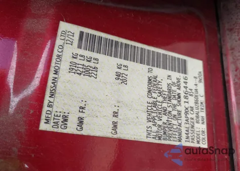 2013 Nissan Altima 2.5 Sv from USA, damaged, VIN 1N4AL3AP9DC186446